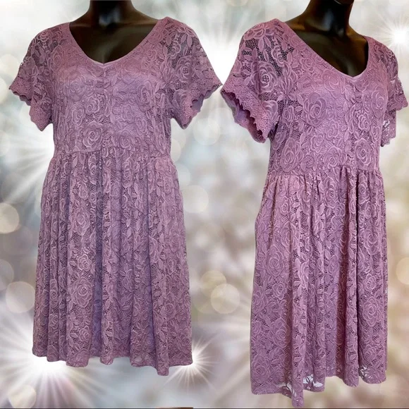 Torrid Purple Lace Skater Dress Size 1 1XL & 2 2XL New with tags - Picture 11 of 15